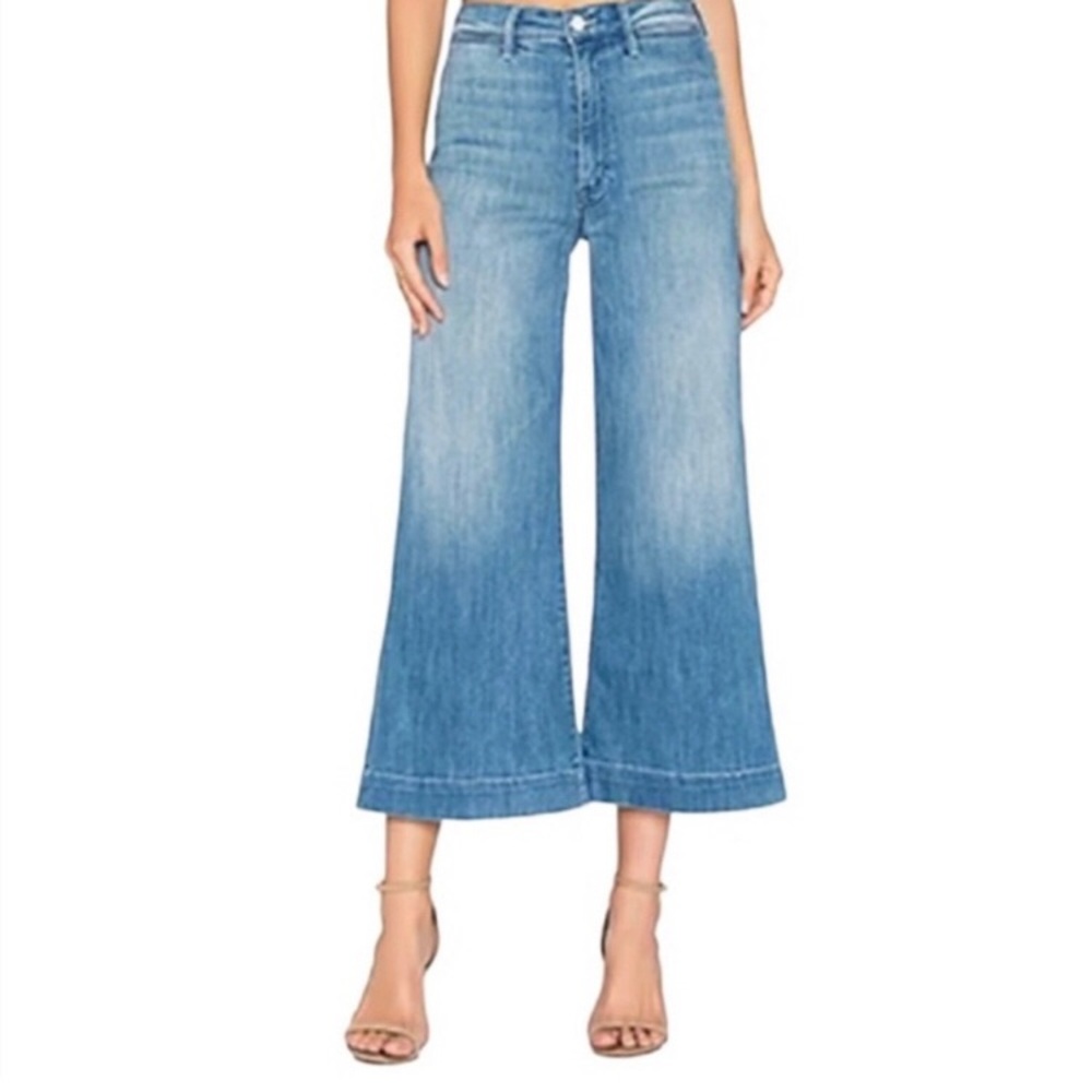 MOTHER Swooner Roller Crop wide leg denim